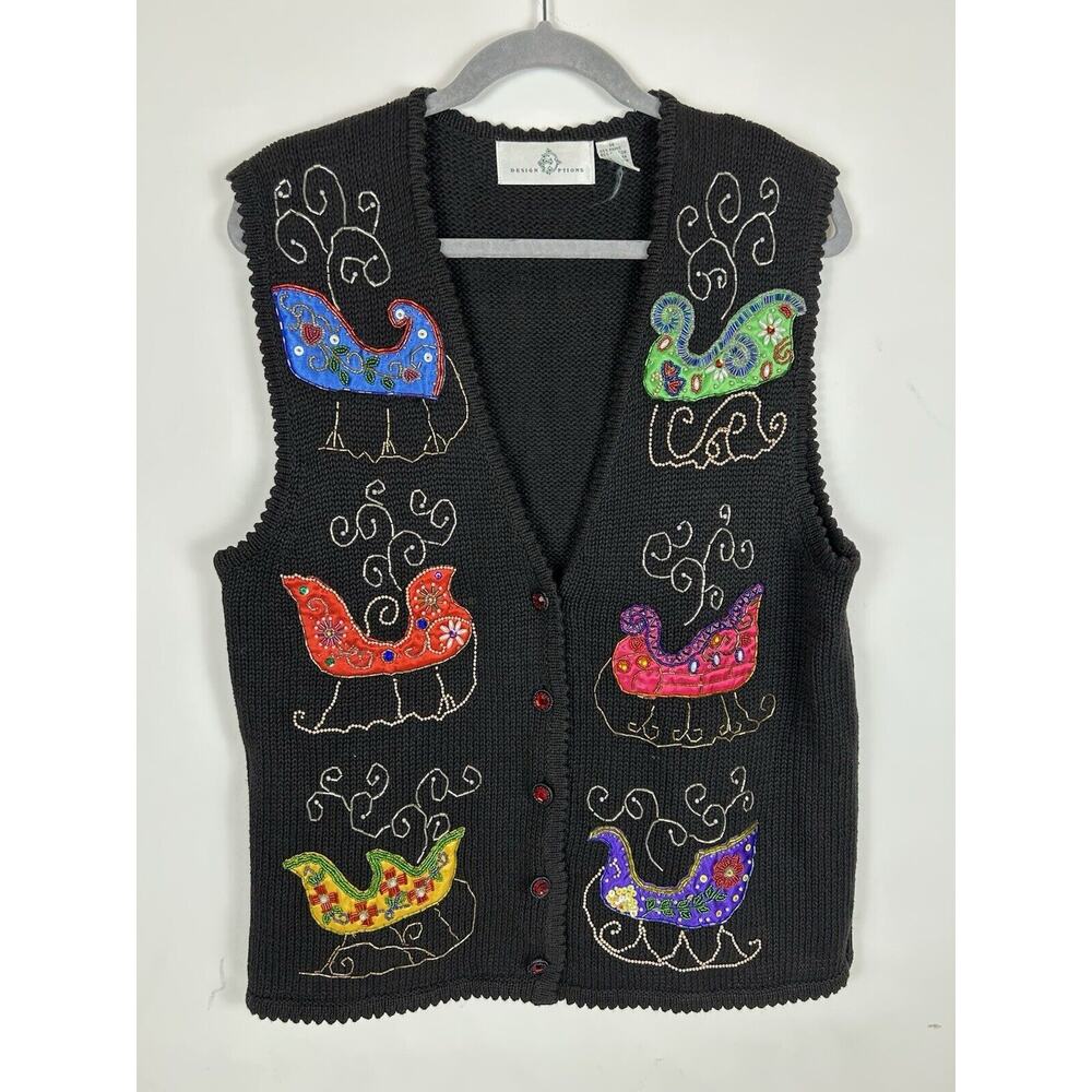 Design Options Phillip Jane Gordon‎ Women’s Sweater Vest Sleigh Holiday Medium